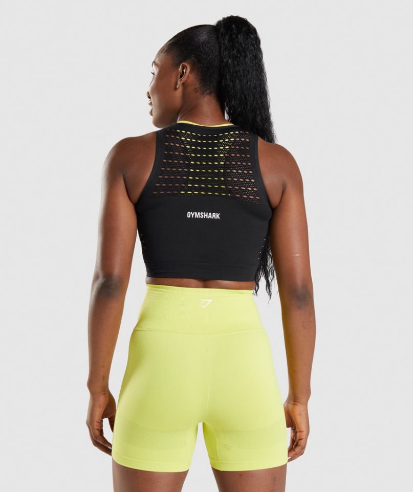 Przycięte Topy Gymshark Energy Seamless Damskie Czarne | PL 029OIQ